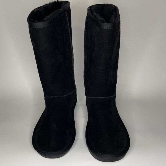 In-N-Out Burger Black W sz 7 Suede Boots Shoes Shearling Red Crystal Palm Trees - Picture 7 of 15